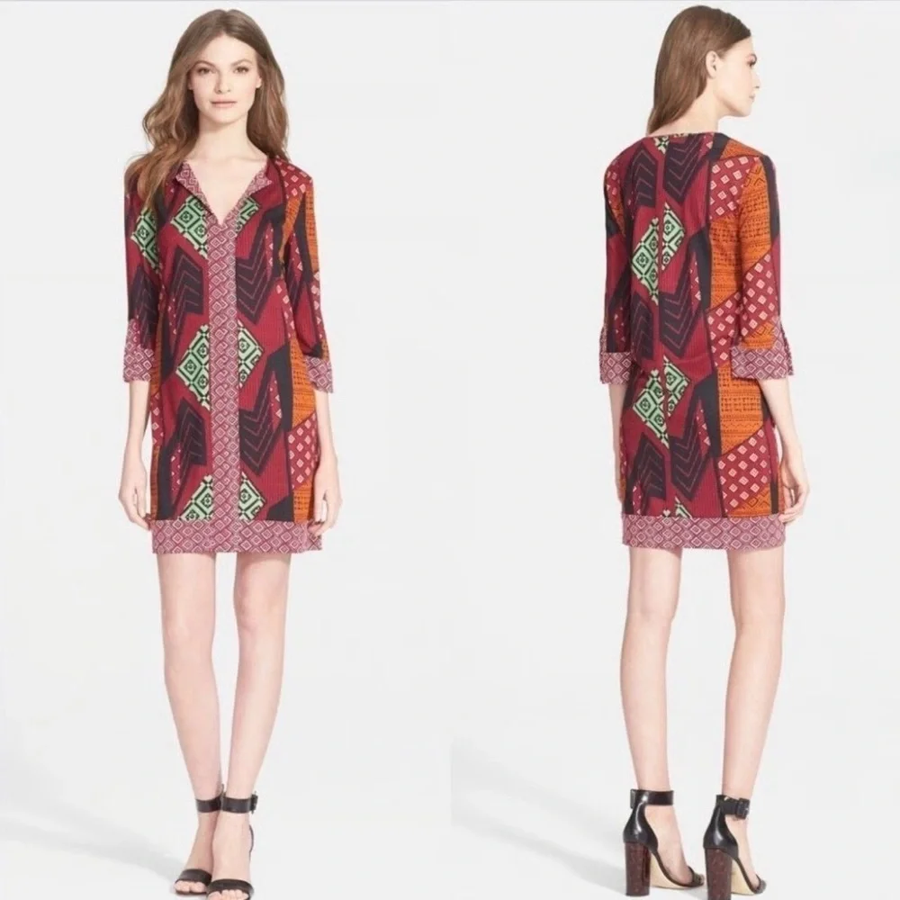 Diane von Furstenberg DVF Carla Knit Tunic Dress | Size 8 | Ethnic Collage - Picture 2 of 8